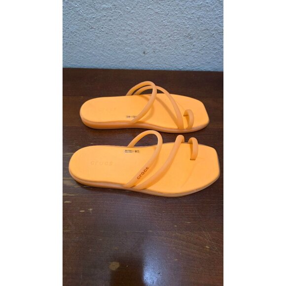 Crocs Women's Miami Frosted Toe Loop Strappy Orange Slide Sandals W5 - Picture 3 of 8